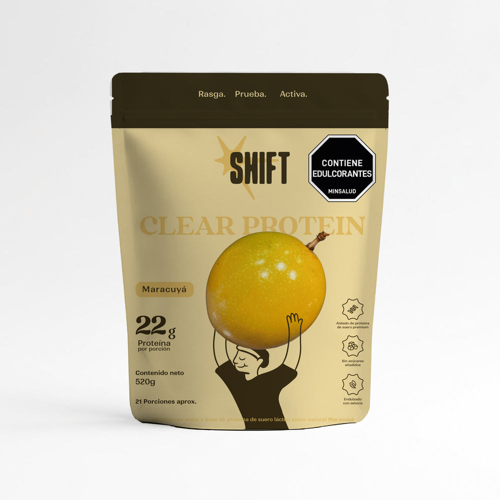 Doypack de Proteína Clear SHIFT sabor Maracuyá, 520 g, vista frontal